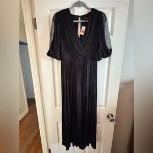 NEW Banana Republic Black Front Slit Satin Grecian Gown Size 2